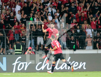 2021-09-08 - Elsseid Hysaj (Albania) celebrating after scoring a goal during the Fifa World Cup Qualifiers , Qatar 2022, football match between the national teams of Albania and San Marino on September 08, 2021 at Elbasan Arena - Albania - 
Photo Nderim Kaceli - QUALIFICAZIONI MONDIALI QATAR 2022 - ALBANIA VS SAN MARINO - FIFA WORLD CUP - SOCCER