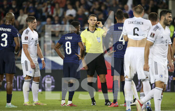 2021-09-01 - Referee Sandro Schaerer of Switzerland during the FIFA World Cup Qatar 2022, Qualifiers, Group D football match between France and Bosnia and Herzegovina on September 1, 2021 at Stade de La Meinau in Strasbourg, France - FIFA WORLD CUP QATAR 2022, QUALIFIERS, GROUP D - FRANCE AND BOSNIA AND HERZEGOVINA - FIFA WORLD CUP - SOCCER