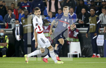 2021-09-01 - Lucas Digne of France, Mateo Susic of Bosnia and Herzegovina (left) during the FIFA World Cup Qatar 2022, Qualifiers, Group D football match between France and Bosnia and Herzegovina on September 1, 2021 at Stade de La Meinau in Strasbourg, France - Photo Jean Catuffe / DPPI - FIFA WORLD CUP QATAR 2022, QUALIFIERS, GROUP D - FRANCE AND BOSNIA AND HERZEGOVINA - FIFA WORLD CUP - SOCCER