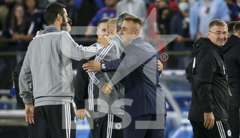 2021-09-01 - Coach of Bosnia and Herzegovina Ivaylo Petev celebrates the tie following the FIFA World Cup Qatar 2022, Qualifiers, Group D football match between France and Bosnia and Herzegovina on September 1, 2021 at Stade de La Meinau in Strasbourg, France - Photo Jean Catuffe / DPPI - FIFA WORLD CUP QATAR 2022, QUALIFIERS, GROUP D - FRANCE AND BOSNIA AND HERZEGOVINA - FIFA WORLD CUP - SOCCER
