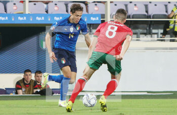 2021-09-02 - Federico Chiesa of Italy and Petar Vitanov of Bulgaria during the FIFA World Cup Qatar 2022, Qualifiers Group C football match between Italy and Bulgaria on September 2, 2022 at Artemio Franchi stadium in Firenze, Italy - FIFA WORLD CUP QATAR 2022, QUALIFIERS GROUP C - ITALY VS BULGARIA - FIFA WORLD CUP - SOCCER