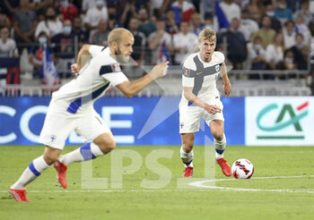 2021-09-07 - Rasmus Schuller, Teemu Pukki (left) of Finland during the FIFA World Cup Qatar 2022, Qualifiers, Group D football match between France and Finland on September 7, 2021 at Groupama stadium in Decines-Charpieu near Lyon, France - FIFA WORLD CUP QATAR 2022, QUALIFIERS, GROUP D - FRANCE AND FINLAND - FIFA WORLD CUP - SOCCER