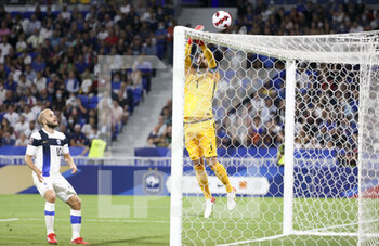 2021-09-07 - Goalkeeper of France Hugo Lloris saves his goal in front of Teemu Pukki of Finland during the FIFA World Cup Qatar 2022, Qualifiers, Group D football match between France and Finland on September 7, 2021 at Groupama stadium in Decines-Charpieu near Lyon, France - FIFA WORLD CUP QATAR 2022, QUALIFIERS, GROUP D - FRANCE AND FINLAND - FIFA WORLD CUP - SOCCER