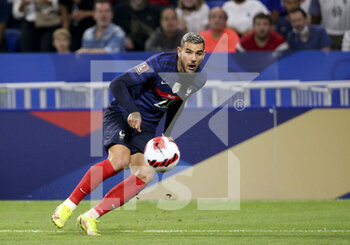 2021-09-07 - Theo Hernandez of France during the FIFA World Cup Qatar 2022, Qualifiers, Group D football match between France and Finland on September 7, 2021 at Groupama stadium in Decines-Charpieu near Lyon, France - FIFA WORLD CUP QATAR 2022, QUALIFIERS, GROUP D - FRANCE AND FINLAND - FIFA WORLD CUP - SOCCER