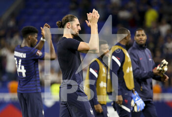 2021-09-07 - Adrien Rabiot of France salutes the supporters following the FIFA World Cup Qatar 2022, Qualifiers, Group D football match between France and Finland on September 7, 2021 at Groupama stadium in Decines-Charpieu near Lyon, France - FIFA WORLD CUP QATAR 2022, QUALIFIERS, GROUP D - FRANCE AND FINLAND - FIFA WORLD CUP - SOCCER