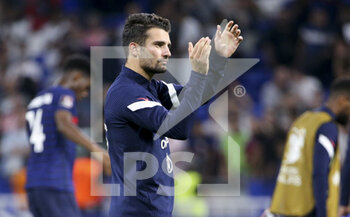 2021-09-07 - Leo Dubois of France salutes the supporters following the FIFA World Cup Qatar 2022, Qualifiers, Group D football match between France and Finland on September 7, 2021 at Groupama stadium in Decines-Charpieu near Lyon, France - FIFA WORLD CUP QATAR 2022, QUALIFIERS, GROUP D - FRANCE AND FINLAND - FIFA WORLD CUP - SOCCER