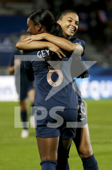 2021-10-22 - Delphine Cascarino, Onema Grace Geyoro (left) of France celebrate a goal during the FIFA Women's World Cup 2023, Qualifiers Group I football match between France and Estonia on October 22, 2021 at Stade Dominique Duvauchelle in Creteil, France - FIFA WOMEN'S WORLD CUP 2023, QUALIFIERS GROUP I - FRANCE VS ESTONIA - FIFA WORLD CUP - SOCCER