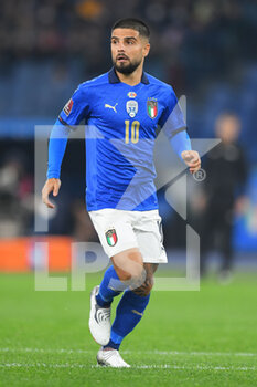 2021-11-12 - ROME, ITALY -  November 12 :  Lorenzo Insigne of Italy in Action during the World Cup Qualifiers Group C soccer match between  Italy and Svizzera  at Stadio Olimpico on November 12,2021 in Rome,Italy - FIFA WORLD CUP QATAR 2022 QUALIFIERS - ITALY VS SWITZERLAND - FIFA WORLD CUP - SOCCER