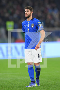 2021-11-12 - ROME, ITALY -  November 12 :  Manuel Locatelli  of Italy in Action during the World Cup Qualifiers Group C soccer match between  Italy and Svizzera  at Stadio Olimpico on November 12,2021 in Rome,Italy - FIFA WORLD CUP QATAR 2022 QUALIFIERS - ITALY VS SWITZERLAND - FIFA WORLD CUP - SOCCER