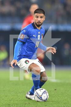2021-11-12 - ROME, ITALY -  November 12 : Lorenzo Insigne of Italy in Action during the World Cup Qualifiers Group C soccer match between  Italy and Svizzera  at Stadio Olimpico on November 12,2021 in Rome,Italy - FIFA WORLD CUP QATAR 2022 QUALIFIERS - ITALY VS SWITZERLAND - FIFA WORLD CUP - SOCCER