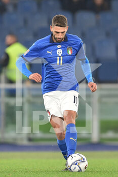 2021-11-12 - ROME, ITALY -  November 12 : Domenico Berardi  of Italy in Action during the World Cup Qualifiers Group C soccer match between  Italy and Svizzera  at Stadio Olimpico on November 12,2021 in Rome,Italy - FIFA WORLD CUP QATAR 2022 QUALIFIERS - ITALY VS SWITZERLAND - FIFA WORLD CUP - SOCCER
