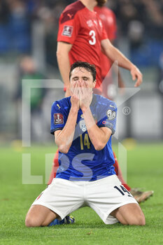 2021-11-12 - ROME, ITALY - November 12 : Federico Chiesa gestures  during  World qualifiers group C soccer match between  
Italy and Svizzera  at Stadio Olimpico on November 12,2021 in Rome Italy - FIFA WORLD CUP QATAR 2022 QUALIFIERS - ITALY VS SWITZERLAND - FIFA WORLD CUP - SOCCER