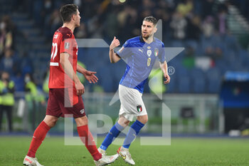 2021-11-12 - ROME, ITALY - November 12 : Giorginho(R)  gestures after  misses The penalty during  World qualifiers group C soccer match between  
Italy and Svizzera  at Stadio Olimpico on November 12,2021 in Rome Italy - FIFA WORLD CUP QATAR 2022 QUALIFIERS - ITALY VS SWITZERLAND - FIFA WORLD CUP - SOCCER