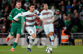 2021-11-11 - Cristiano Ronaldo of Portugal during the FIFA World Cup 2022, Qualifiers Group A football match between Republic of Ireland and Portugal on November 11, 2021 at Aviva Stadium in Dublin, Republic of Ireland - REPUBLIC OF IRELAND VS PORTUGAL - FIFA WORLD CUP - SOCCER