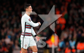 2021-11-11 - Cristiano Ronaldo of Portugal reacts during the FIFA World Cup 2022, Qualifiers Group A football match between Republic of Ireland and Portugal on November 11, 2021 at Aviva Stadium in Dublin, Republic of Ireland - REPUBLIC OF IRELAND VS PORTUGAL - FIFA WORLD CUP - SOCCER