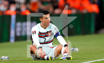 2021-11-11 - Cristiano Ronaldo of Portugal reacts during the FIFA World Cup 2022, Qualifiers Group A football match between Republic of Ireland and Portugal on November 11, 2021 at Aviva Stadium in Dublin, Republic of Ireland - REPUBLIC OF IRELAND VS PORTUGAL - FIFA WORLD CUP - SOCCER