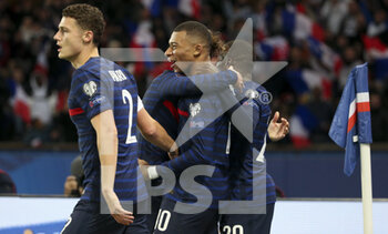 2021-11-13 - Kylian Mbappe of France celebrates his fourth goal during the FIFA World Cup 2022, Qualifiers Group D football match between France and Kazakhstan on November 13, 2021 at Parc des Princes, Paris, France - FIFA WORLD CUP 2022, QUALIFIERS GROUP D - FRANCE VS KAZAKHSTAN - FIFA WORLD CUP - SOCCER