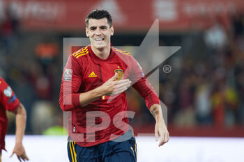 2021-11-14 - Alvaro Morata of Spain celebrates a goal during the FIFA World Cup 2022, Qualifiers Group B football match between Spain and Sweden on November 14, 2021 at La Cartuja stadium in Sevilla, Spain - FIFA WORLD CUP 2022, QUALIFIERS GROUP B - SPAIN VS SWEDEN - FIFA WORLD CUP - SOCCER