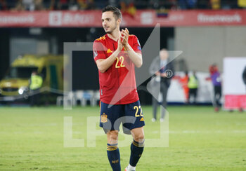 2021-11-14 - Pablo Sarabia of Spain celebrates after the FIFA World Cup 2022, Qualifiers Group B football match between Spain and Sweden on November 14, 2021 at La Cartuja stadium in Sevilla, Spain - FIFA WORLD CUP 2022, QUALIFIERS GROUP B - SPAIN VS SWEDEN - FIFA WORLD CUP - SOCCER