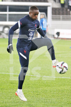 2021-11-16 - Moussa Diaby of France warms up during the FIFA World Cup 2022, Qualifiers Group D football match between Finland and France on November 16, 2021 at Olympiastadion in Helsinki, Finland - FIFA WORLD CUP 2022, QUALIFIERS GROUP D - FINLAND VS FRANCE - FIFA WORLD CUP - SOCCER