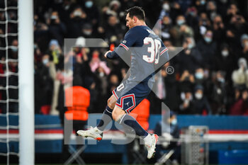 2021-12-07 - Lionel (Leo) MESSI of PSG celebrates his goal during the UEFA Champions League, Group A football match between Paris Saint-Germain and Club Brugge on December 7, 2021 at Parc des Princes stadium in Paris, France - PARIS SAINT-GERMAIN VS CLUB BRUGGE - UEFA CHAMPIONS LEAGUE - SOCCER