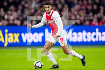 2021-11-07 - Noussair Mazraoui of Ajax during the Netherlands championship Eredivisie football match between Ajax and Go Ahead Eagles on November 7, 2021 at the Johan Cruijff ArenA in Amsterdam, Netherlands - AJAX VS GO AHEAD EAGLES - NETHERLANDS EREDIVISIE - SOCCER