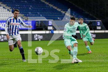 2021-11-28 - Carlos Vinicius of PSV has a shot at goal during the Netherlands championship Eredivisie football match between SC Heerenveen and PSV on November 28, 2021 at the Abe Lenstra Stadion in Heerenveen, Netherlands - SC HEERENVEEN VS PSV - NETHERLANDS EREDIVISIE - SOCCER