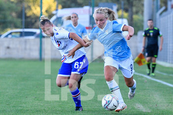 2021-08-29 - Signe Holt Andersen of SS Lazio 2015 ARL and Michela Giordano of UC Sampdoria in action during the  Italian Football Championship League A Women 2021/2022 match between SS Lazio 2015 ARL vs UC Sampdoria at the Stadium Mirko Fersini - SS LAZIO WOMEN VS UC SAMPDORIA - ITALIAN SERIE A WOMEN - SOCCER