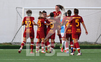 2021-09-11 - Valeria Pirone (9) AS Roma Femminile celebrates after scoring a goal 0 2 during the Italian Football Championship League A Women 2021/2022 match between Pomigliano Calcio Femminile vs AS Roma Femminile at the Stadium Ugo Gobbato - CALCIO POMIGLIANO VS AS ROMA - ITALIAN SERIE A WOMEN - SOCCER