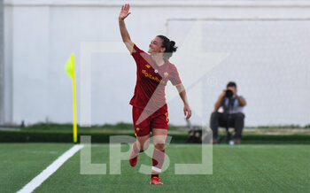 2021-09-11 - Valeria Pirone (9) AS Roma Femminile celebrates after scoring a goal 0 2 during the Italian Football Championship League A Women 2021/2022 match between Pomigliano Calcio Femminile vs AS Roma Femminile at the Stadium Ugo Gobbato - CALCIO POMIGLIANO VS AS ROMA - ITALIAN SERIE A WOMEN - SOCCER