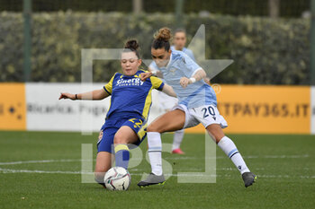 2021-12-04 - Anna Catelli of Hellas Verona and Virginia Di Giammarino of S.S. Lazio Women during the 10th day of the Serie A Championship between S.S. Lazio Women and Hellas Verona Women at the stadio Mirko Fersini on 4th of December, 2021 in Formello, Italy. - LAZIO WOMEN VS HELLAS VERONA WOMEN - ITALIAN SERIE A WOMEN - SOCCER