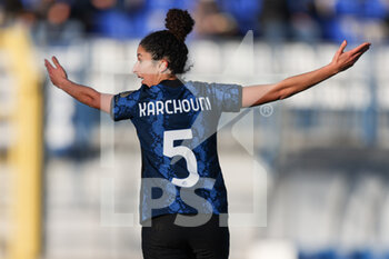 2021-12-11 - Ghoutia Karchouni (FC Internazionale) celebrates after scoring her side’s first goal - INTER - FC INTERNAZIONALE VS US SASSUOLO - ITALIAN SERIE A WOMEN - SOCCER