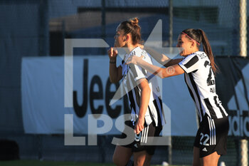 2021-12-12 - Andrea Stašková (Juventus Women) celebrates the goal with Agnese Bonfantini (Juventus Women) - JUVENTUS FC VS AC MILAN - ITALIAN SERIE A WOMEN - SOCCER