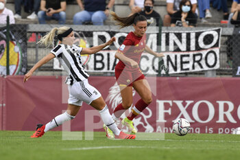 2021-10-02 - TuiJa Annika Hyyrynen  of Juventus Women and Annamaria Serturini of AS Roma Women  in action during the Women Serie A match between AS Roma and Juventus at Tre Fontane Stadium on October 02, 2021 in Rome, Italy.  - ROMA WOMEN VS JUVENTUS FEMMINILE - ITALIAN SERIE A WOMEN - SOCCER