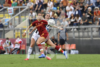 2021-10-02 - Paloma Lazaro of AS Roma Women and Cecilia Salvai of Juventus Women  in action during the Women Serie A match between AS Roma and Juventus at Tre Fontane Stadium on October 02, 2021 in Rome, Italy.  - ROMA WOMEN VS JUVENTUS FEMMINILE - ITALIAN SERIE A WOMEN - SOCCER