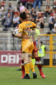 2021-10-02 - Camelia Ceasar of AS Roma Women and Elena Linari of AS Roma Women  in action during the Women Serie A match between AS Roma and Juventus at Tre Fontane Stadium on October 02, 2021 in Rome, Italy.  - ROMA WOMEN VS JUVENTUS FEMMINILE - ITALIAN SERIE A WOMEN - SOCCER