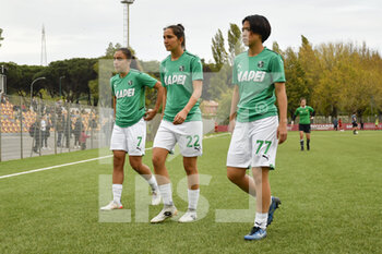 2021-10-31 - Haley Bugeja of U.S. Sassuolo Calcio, Claudia Ferrato of U.S. Sassuolo Calcio and Nanoka Iriguchi of U.S. Sassuolo Calcio during the Serie A match between A.S. Roma Women and U.S. Sassuolo Calcio at the stadio Agostino Di Bartolomei Trigoria on 31 October, 2021 in Trigoria, Italy. - AS ROMA VS US SASSUOLO - ITALIAN SERIE A WOMEN - SOCCER
