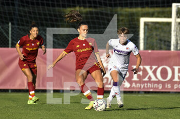 2021-11-13 - Manuela Giugliano of AS Roma Women and Margherita Monnecchi of ACF Fiorentina during the Serie A match between A.S. Roma Women and ACF Fiorentina Femmile at the stadio Tre Fontane on 14th of November, 2021 in Rome, Italy. - AS ROMA WOMEN VS ACF FIORENTINA - ITALIAN SERIE A WOMEN - SOCCER