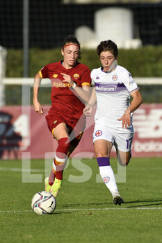 2021-11-13 - Margherita Monnecchi of ACF Fiorentina and Benedetta Glionna of AS Roma Women during the Serie A match between A.S. Roma Women and ACF Fiorentina Femmile at the stadio Tre Fontane on 14th of November, 2021 in Rome, Italy. - AS ROMA WOMEN VS ACF FIORENTINA - ITALIAN SERIE A WOMEN - SOCCER