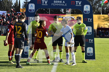 2021-12-12 - Manuela Giugliano of AS Roma Women and Arianna Pezzotti of S.S. Lazio Women during the 11th day of the Serie A Championship between A.S. Roma Women and S.S. Lazio Women at the stadio Tre Fontane on 12th of December, 2021 in Rome, Italy. - AS ROMA VS LAZIO WOMEN - ITALIAN SERIE A WOMEN - SOCCER