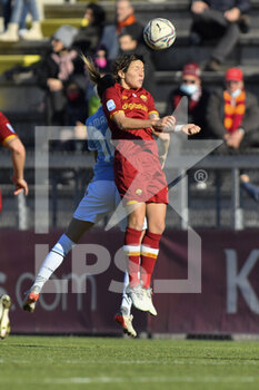 2021-12-12 - Elena Linari of AS Roma Women during the 11th day of the Serie A Championship between A.S. Roma Women and S.S. Lazio Women at the stadio Tre Fontane on 12th of December, 2021 in Rome, Italy. - AS ROMA VS LAZIO WOMEN - ITALIAN SERIE A WOMEN - SOCCER