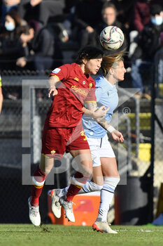 2021-12-12 - Elena Linari of AS Roma Women and Adriana Martín Santamaria of S.S. Lazio Women during the 11th day of the Serie A Championship between A.S. Roma Women and S.S. Lazio Women at the stadio Tre Fontane on 12th of December, 2021 in Rome, Italy. - AS ROMA VS LAZIO WOMEN - ITALIAN SERIE A WOMEN - SOCCER