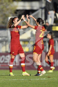 2021-12-12 - Benedetta Glionna of AS Roma Women and Paloma Lazaro of AS Roma Women during the 11th day of the Serie A Championship between A.S. Roma Women and S.S. Lazio Women at the stadio Tre Fontane on 12th of December, 2021 in Rome, Italy. - AS ROMA VS LAZIO WOMEN - ITALIAN SERIE A WOMEN - SOCCER