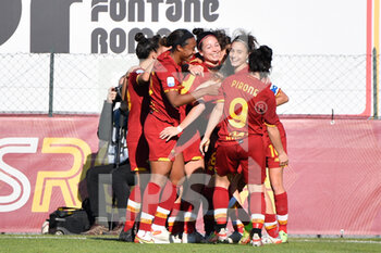 2021-12-12 - celebrates after scoring the goal 2-0 during the Italian Football Championship League A Women 2021/2022 match between AS Roma Women vs SS Lazio Women at the Tre Fontane stadium on 12 December 2021. - AS ROMA WOMEN VS LAZIO WOMEN - ITALIAN SERIE A WOMEN - SOCCER