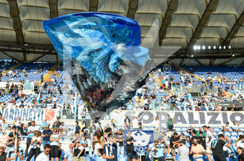 2021-08-28 - Supporters SS Lazio in action during the  Italian Football Championship League A 2021/2022 match between SS Lazio vs Spezia Calcio at the Olimpic Stadium in Rome. - SS LAZIO VS SPEZIA CALCIO - ITALIAN SERIE A - SOCCER