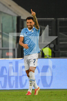 2021-08-28 - Felipe Anderson of SS Lazio celebrates after scoring goal 4-1 in action during the  Italian Football Championship League A 2021/2022 match between SS Lazio vs Spezia Calcio at the Olimpic Stadium in Rome. - SS LAZIO VS SPEZIA CALCIO - ITALIAN SERIE A - SOCCER