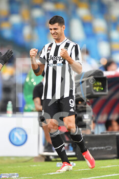 2021-09-11 - Juventus' forward Alvaro Morata celebrates after scoring the 0-1 goal  - SSC NAPOLI VS JUVENTUS FC - ITALIAN SERIE A - SOCCER