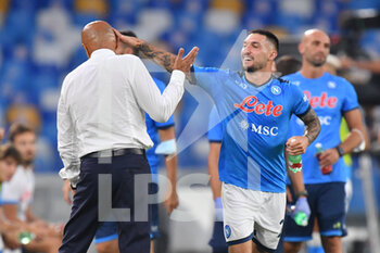 2021-09-11 - Napoli's forward Matteo Politano celebrates with Napoli's head coach Luciano Spalletti after scoring the 1-1 goal  - SSC NAPOLI VS JUVENTUS FC - ITALIAN SERIE A - SOCCER