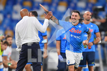 2021-09-11 - Napoli's forward Matteo Politano celebrates with Napoli's head coach Luciano Spalletti after scoring the 0-0 goal  - SSC NAPOLI VS JUVENTUS FC - ITALIAN SERIE A - SOCCER