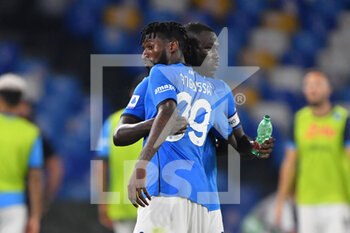 2021-09-11 - Napoli's defender Kalidou Koulibaly celebrates with Napoli's midfielder Andre Anguissa after scoring the 2-1 goal - SSC NAPOLI VS JUVENTUS FC - ITALIAN SERIE A - SOCCER